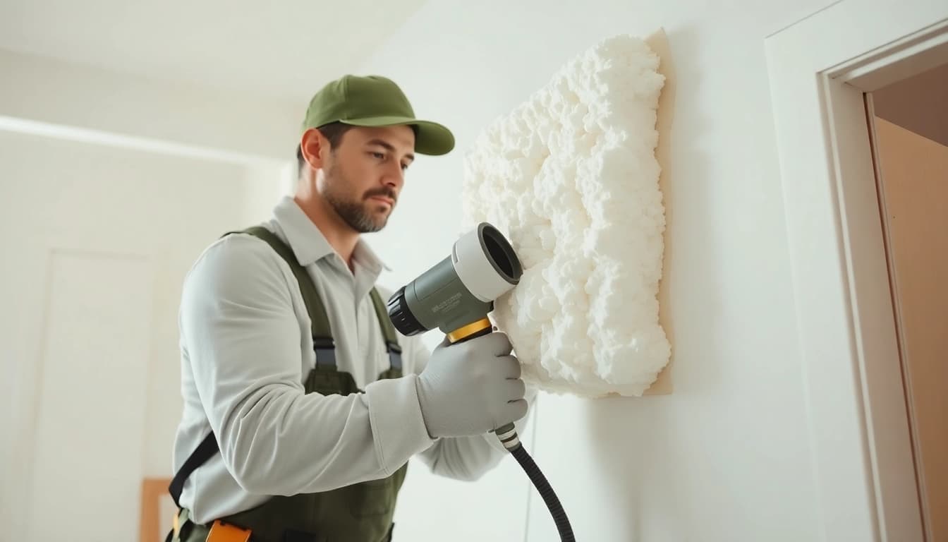 Efficient spray foam removal near Chichester with a contractor expertly working on insulation.