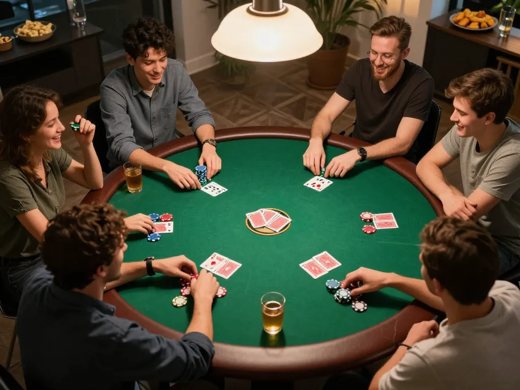 Exciting poker game in progress with friends using the LUCKYWIN app for bets.