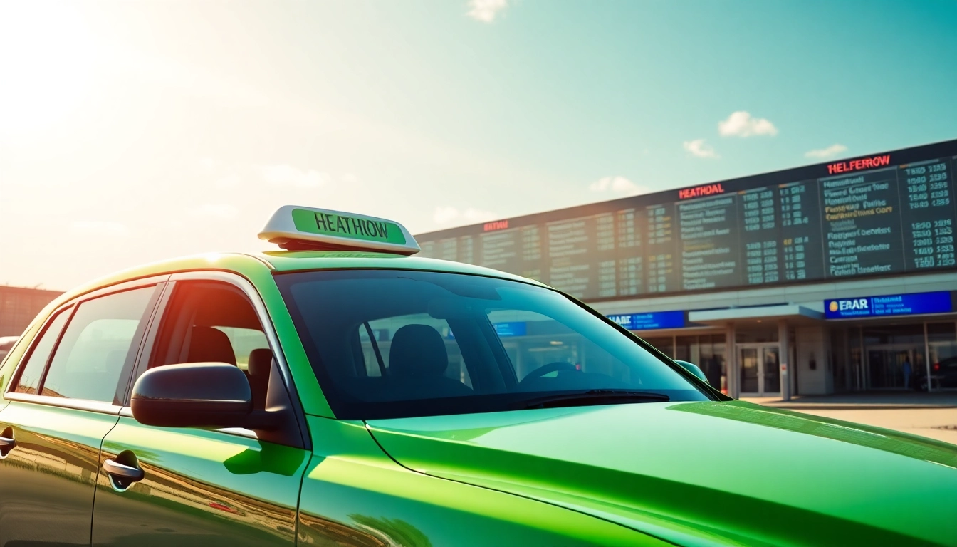 Heathrow airport and luxurious taxi scene ready for passengers