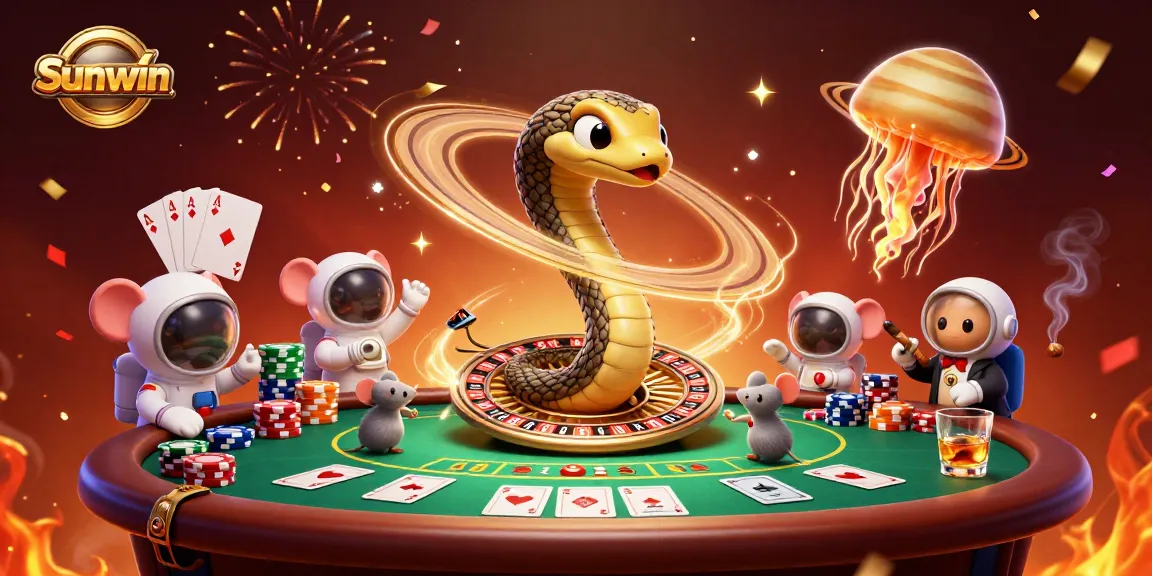 Place bets at Sunwin as the Saturn ring snake spins its roulette wheel with astronaut mice.