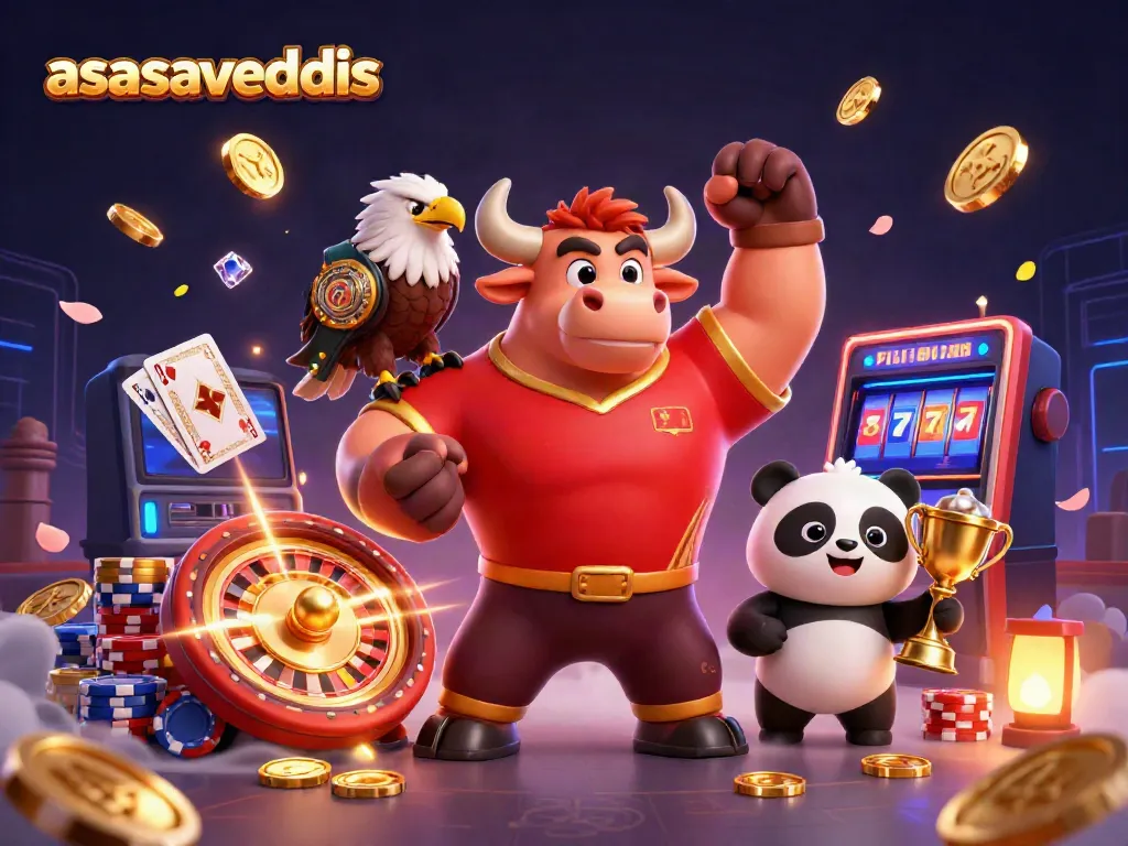 Experience exhilarating wins at asasavedis with vibrant 3D casino characters celebrating amidst golden coins and game elements.