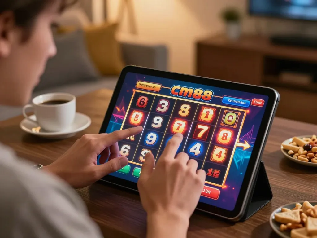 Experience cm88 slots excitement in a cozy home gaming session with engaging graphics.