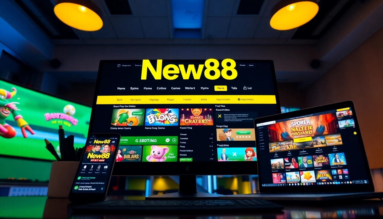 Engaging online betting scene featuring New88 interface with vibrant game options.