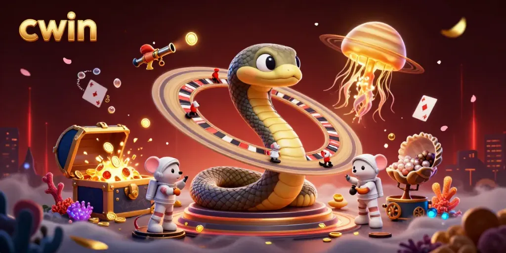 Cwin transforms the casino world with dynamic gaming action, showcasing vibrant characters and thrilling bets in a 3D scene.