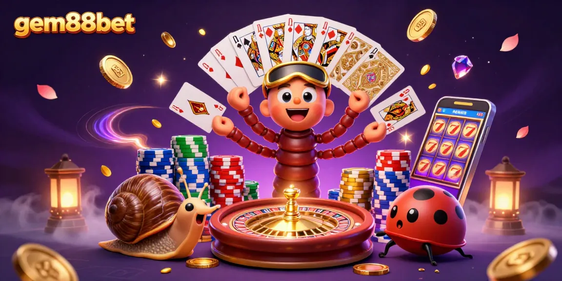 Experience gameplay at gem88bet with a colorful 3D casino scene showcasing engaging characters and excitement.