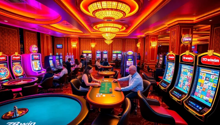Experience the thrill of gambling at 78win with vibrant casino tables and exciting slot machines.