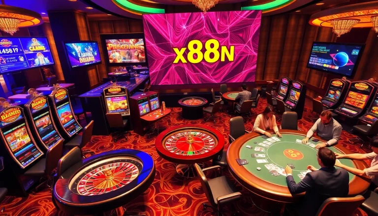 Experience the thrill of casino games at https://xx88n.org/, showcasing poker tables, slot machines, and roulette excitement.