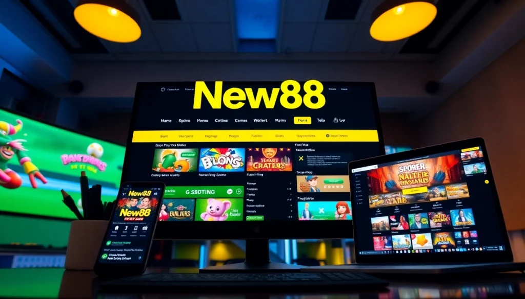 Engaging online betting scene featuring New88 interface with vibrant game options.