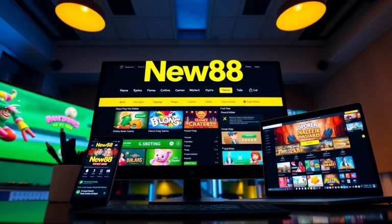 Engaging online betting scene featuring New88 interface with vibrant game options.