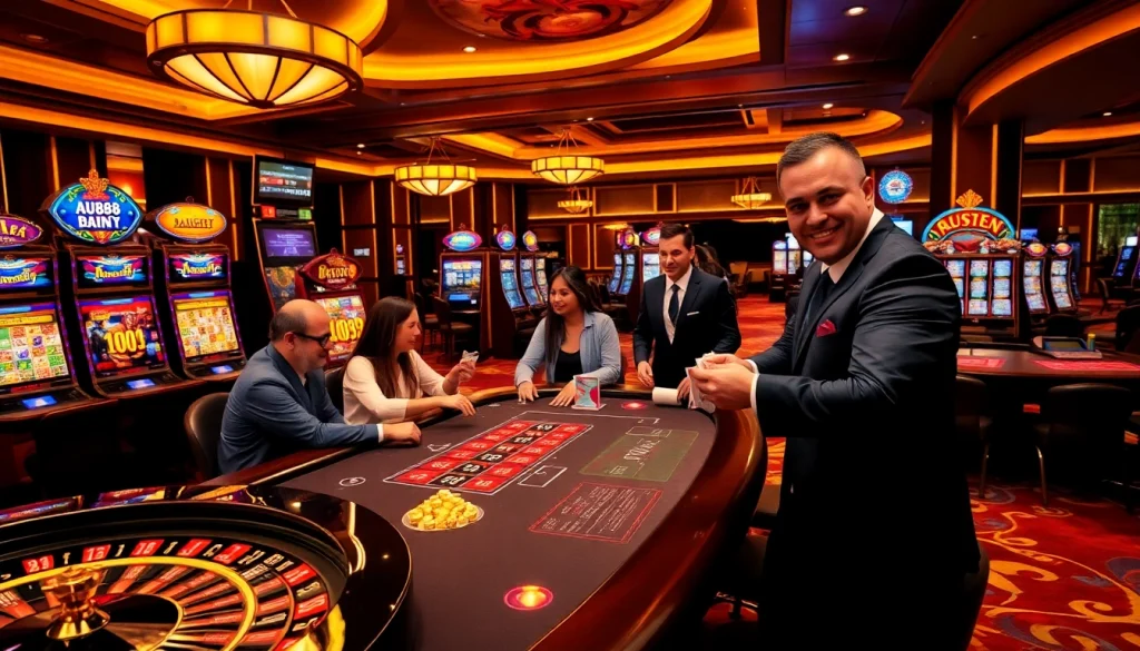 Experience high-stakes games at AU88 casino with vibrant tables and engaging atmosphere.