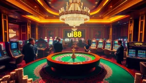 Experience the thrill of betting at uu88's luxurious casino with vibrant tables and exciting games.