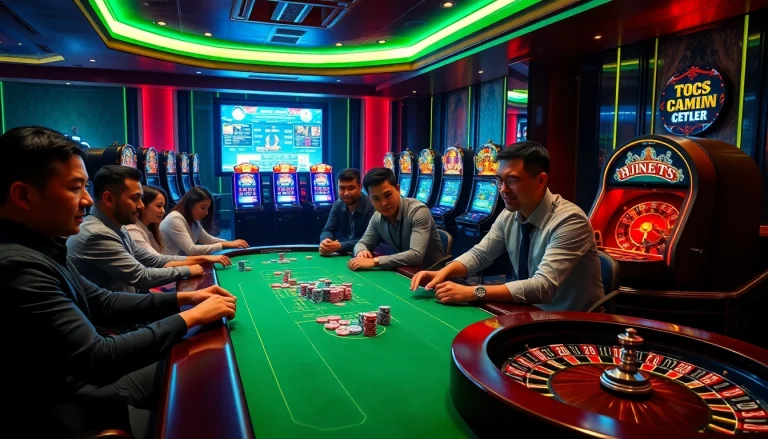 Experience the excitement at rikvip.gb.net with dynamic online casino games featuring poker tables and vibrant slot machines.