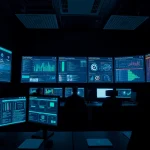 Showcasing The best intrusion detection systems in a high-tech cybersecurity control room.
