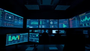 Showcasing The best intrusion detection systems in a high-tech cybersecurity control room.