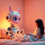 Engaging character ai nsfw interaction in a cozy bedroom, featuring a vibrant AI character and ambient lighting.
