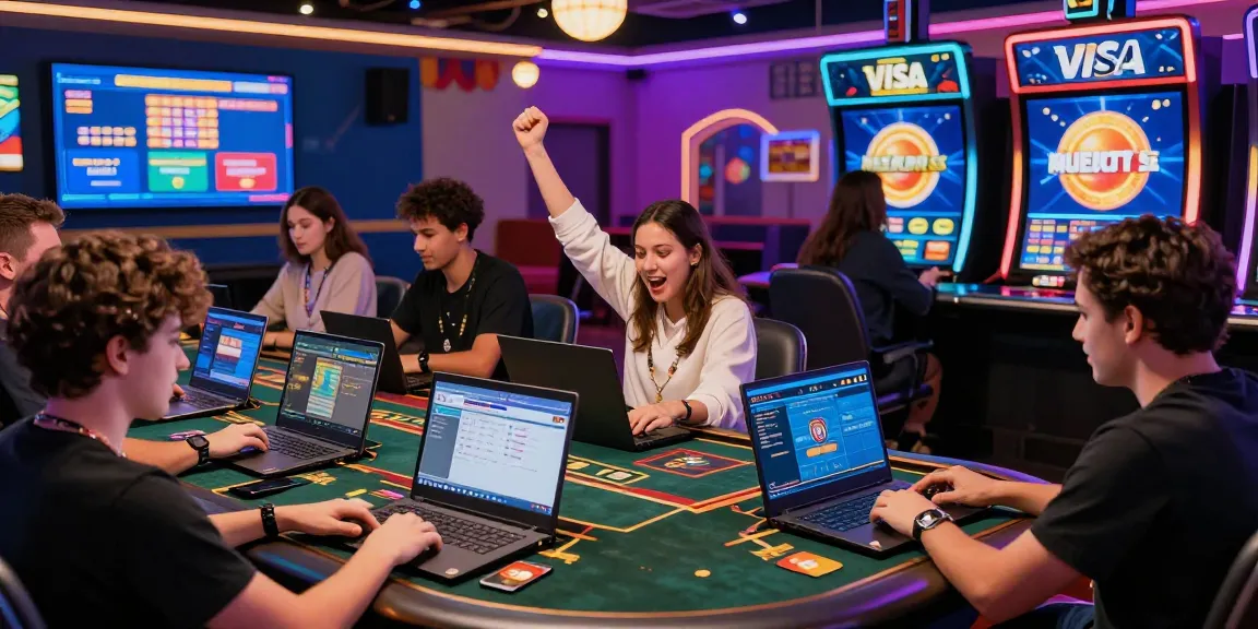 Players at the best credit card casinos enjoying games with Visa and Mastercard in an engaging online environment
