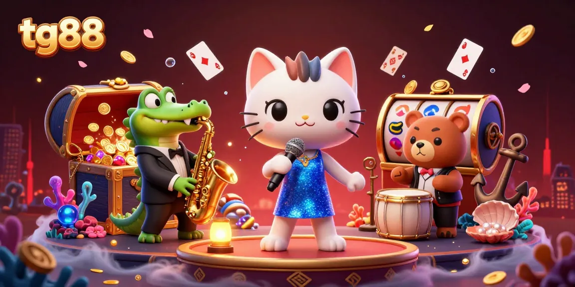 Experience thrilling gameplay at tg88 with vibrant characters in a lively casino atmosphere, complete with dazzling slot machines and rich visuals.