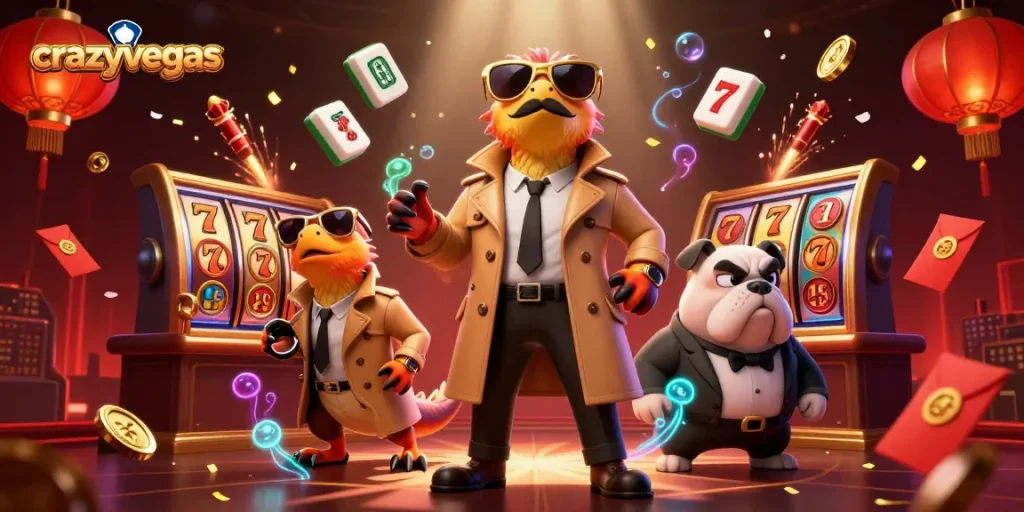 crazyvegas highlights thrilling VIP casino moments with raptors in disguise surrounded by vibrant gaming icons.